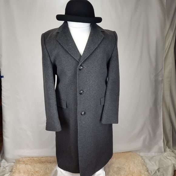 COPY - Adam Spencer wool cashmere top overcoat  40R gray buttons lining pockets… - Picture 1 of 16